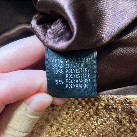 Lafayette 148 New York gold metallic snakeskin skirt wool and silk size 10 - Picture 7 of 11